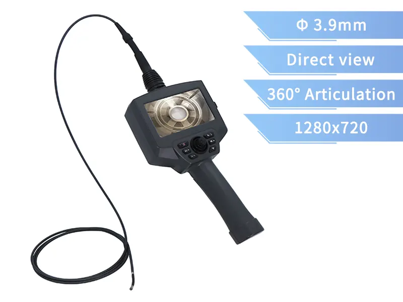 3.9mm Direct Sight Flexible Videoscope, 360° Articulating Borescope for Pipeline Inspection SPJL39D