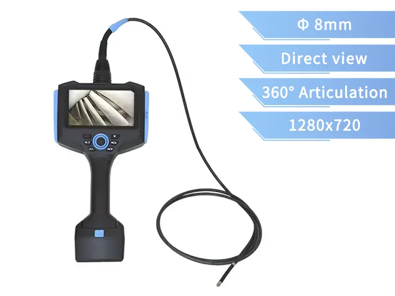 8mm Pipeline Inspection 8m Long Probe Flexible Rotation 360 Degree Vorescope T2J80D-L